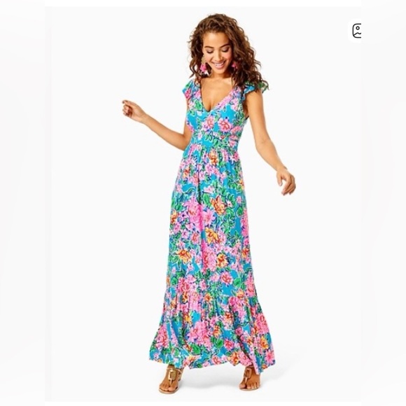 Lilly Pulitzer Dresses & Skirts - Lilly Pulitzer Vyra Maxi In Rose To the Occasion Dress size 8 EUC